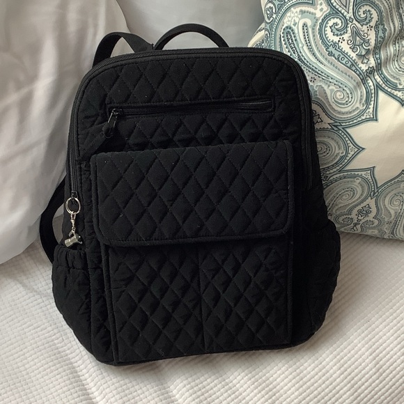 Vera Bradley Black Quilted Backpack with Moka Pot Charm. - Picture 8 of 9